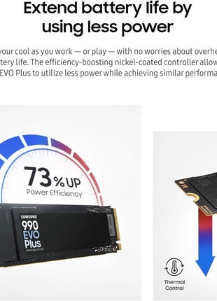 Samsung 990 EVO Plus SSD 1TB, PCIe Gen 4x4, Gen 5x2 M.2 2280, Speeds Up-to 7,150 MB/s, Upgrade Storage for PC/Laptops, HMB Technology and Intelligent Turbowrite 2.0, (MZ-V9S1T0B/AM)