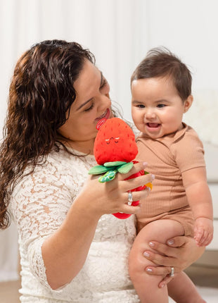 Melissa & Doug Peek-a-Boo Berry Take-Along Toy with Teether, Clip-On Stroller Toy for Baby Ages 12m+