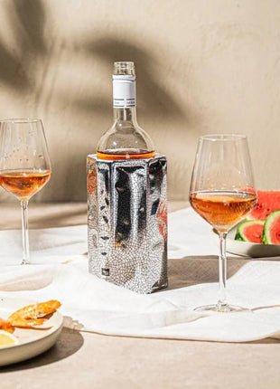 Vacu Vin Wine Bottle Chiller – Flexible Wine Cooler Sleeve – Reusable Ice Pack Bottle Cooler – Portable Wine Chiller for White Wine and Red Wine – Silver