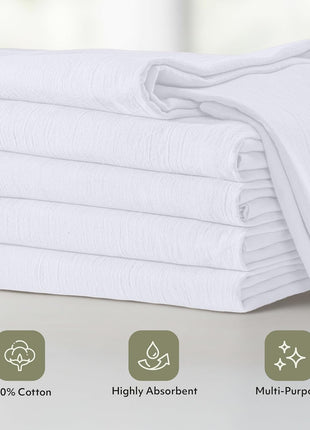 Utopia Kitchen White Flour Sack Towels [12 Pack - 28 x 28 Inch] 100% Cotton | Tea Towels for Cleaning & Drying - Highly Absorbent Kitchen Dish Cloth