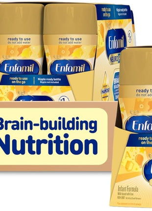 Enfamil NeuroPro Ready to Feed Baby Formula, Brain Building Duo DHA & MFGM, Exclusive Immune Supporting HuMO6 Blend, Enfamil Ready to Feed Infant Formula, 8 fl oz, 6 count, Total 24 bottles