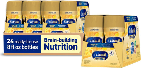 Enfamil NeuroPro Ready to Feed Baby Formula, Brain Building Duo DHA & MFGM, Exclusive Immune Supporting HuMO6 Blend, Enfamil Ready to Feed Infant Formula, 8 fl oz, 6 count, Total 24 bottles