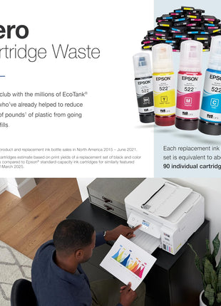 Epson EcoTank ET-4800 Wireless All-in-One Cartridge-Free Supertank Printer with Scanner, Copier, Fax, ADF and Ethernet – Ideal-for Your Home Office, White