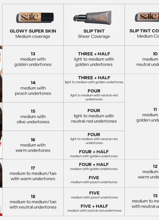 Saie Glow & Blend Duo - Slip Tint Tinted Moisturizer SPF 35 Shade Five + Half (1.35 oz), The Big Liquid Foundation Brush (1 Count), Hydrating Glow & Seamless Blending