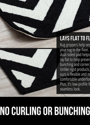 GORILLA GRIP Rug Gripper Pads, Keep Area Rugs Corners from Curling and Bunching, Reusable Dual Sided Flexible Sticky Pad, Grips Floor Underlayment, Hold Carpet in Place on Hardwood Floors, 8 Pack