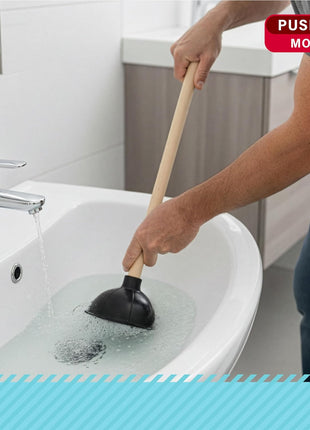 SteadMax Heavy Duty Toilet Plunger, Commercial Grade Double Thrust Force Rubber Cup with Wood Handle (22 inch)