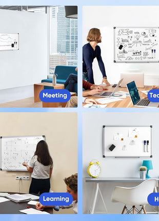 VUSIGN 24" x 18" Magnetic Whiteboard for Wall, Dry Erase Board with Silver Frame, Hanging White Board for Office, Home, School, Dorm – Includes Markers, Magnets & Eraser