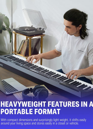 Donner DEP 20 Beginner Digital Piano 88 Key Full Size Weighted Keyboard, Portable Electric Piano with Sustain Pedal, Power Supply