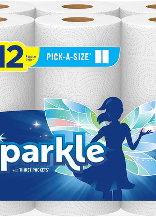 Sparkle Pick A Size Paper Towels, 6 Double Rolls = 12 Regular Rolls, Everyday Value Paper Towel With Full And Half Sheets