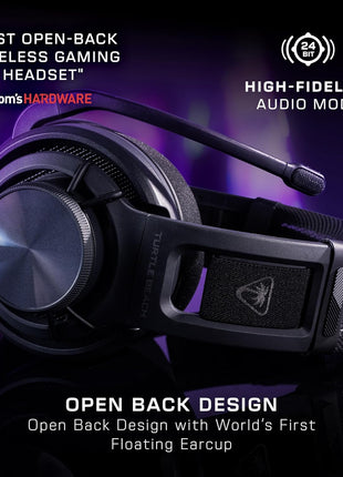 Turtle Beach Atlas Air Wireless Open Back PC Gaming Headset - PC, PS5, PS4, Mobile - 24-bit High-Fidelity Audio, Broadcast Grade Mic, Bluetooth, Floating Earcup, Memory Foam Cushions, 50-Hr Battery