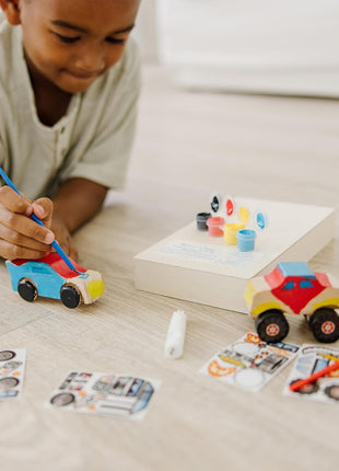 Melissa & Doug Decorate-Your-Own Wooden Craft Kits Set - Race Car and Monster Truck