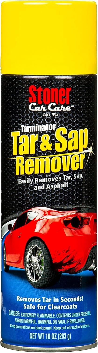 Stoner Car Care 91154 Tarminator Tar, Sap, and Asphalt Remover – Fast Acting Tar and Sap Remover for Cars – Clear Coat Safe Auto Cleaner for Paint, Chrome and Wheels – 10 oz