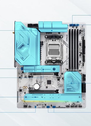 ASRock X870 Steel Legend WiFi 7 AMD Ryzen Socket AM5 ATX Motherboard DDR5 DIMMs 8000 MHz 256 GB SATA3 6.0 Gb/s USB4 M.2