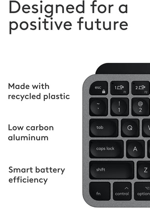 Logitech MX Keys Mini for Mac Minimalist Wireless Keyboard - Space Grey | Compact, Bluetooth, USB-C, tactile typing, compatible with MacBook Pro, MacBook Air, iMac, iPad