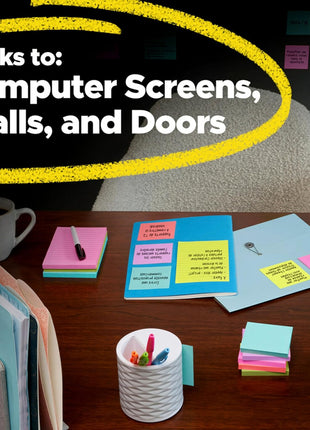 Post-it Super Sticky Notes, 3 x 3 in, Supernova Neons, 24 Pads | School Supplies and Office Supplies, 2X the Sticking Power
