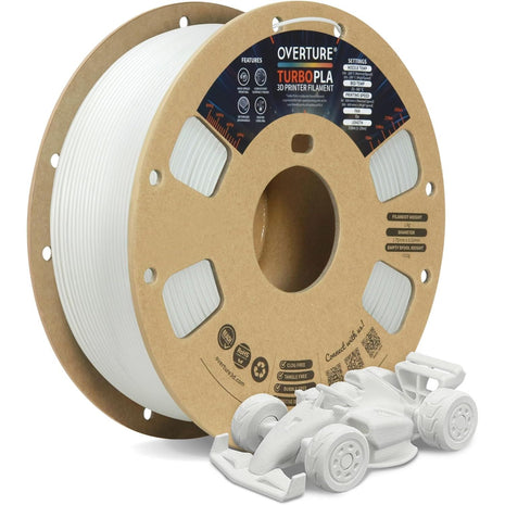 OVERTURE Turbo PLA Filament 1.75mm Rapid PLA Filament High Speed 600mm/s, 1KG Cardboard Spool (2.2lbs), Dimensional Accuracy  0.02mm, Fit Most FDM Printer(Plaster White)