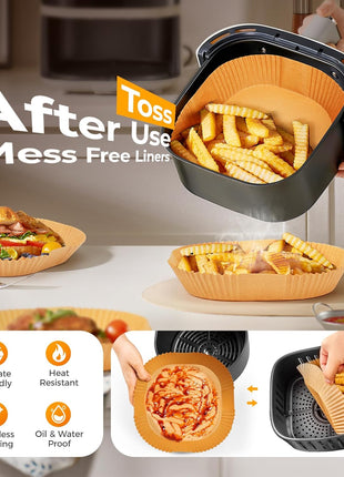400 Pcs Air Fryer Liners Disposable, 8 inch Square Heavy-Duty Parchment Paper for 5-8 qt Airfryer Basket, Non-Stick & Grease-Proof Baking Liner for Oven Pan