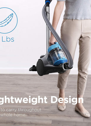 Eureka WhirlWind Bagless Canister 2.5L Vacuum Cleaner, Lightweight Vac for Carpets and Hard Floors, NEN110A, Blue