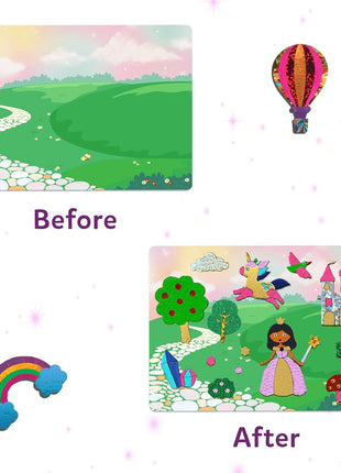 Skillmatics Foil Fun Unicorns & Princesses, Foil Art & Craft, Gift for Kids | Travel Toys, 100+ Stickers, Fine Motor Skills, DIY Mess-Free Art, Screen-Free, Gifts for Kids Ages 4, 5, 6, 7, 8, 9