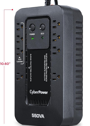 CyberPower EC550G Ecologic UPS Battery Backup and Surge Protector | Surge Protector, 550VA/330W, 8 Outlets, ECO Mode, UL Certified