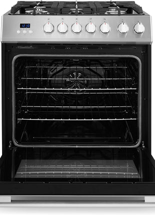 COSMO COS-305AGC 30 in. 5.0 cu. ft. Freestanding Single Oven Gas Range with 5 Burner Cooktop and Heavy Duty Cast Iron Grates in Stainless Steel