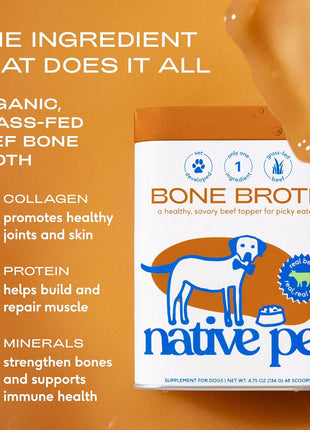 Native Pet Dogs & Cat Broth Bundle | Chicken & Beef Flavored | Dog Food Topper for Picky Eater | Dog Gravy & Bone Broth Powder