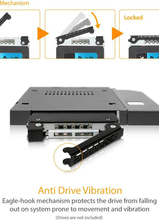 ICY DOCK 2.5" SATA/SAS HDD/SSD Rugged Full Metal Mobile Rack for Slim ODD or Slim FDD Bay | ToughArmor MB411SPO-B