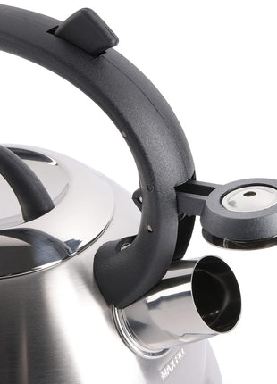 Mr. Coffee Flintshire Stainless Steel Whistling Tea Kettle, 1.75 Quart, Brushed Satin