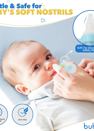Bubzi Co Quick-Relief Baby Nasal Aspirator, Baby Nose Sucker for Sinus Congestion Relief, Reusable Snot Remover with Storage Case