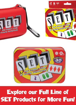 SET Enterprises SET - The Family Card Game of Visual Perception - Race to Find The Matches, For Ages 8+,81 Cards, Rules included | Award Winning, Family Game Night, Travel Games, Playing Cards Screen-Free