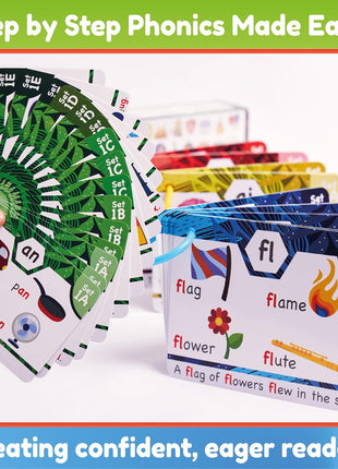 Phonics Flash Cards - Learn to Read in 20 Phonic Stages - Education for Kids Ages 4-8 Kindergarten 1st 2nd Grade