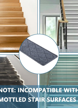 Stair Treads for Wooden Steps Indoor, 15 Pack 8 inch X 30 inch Non Slip Carpet Stair Treads with Reusable Adhesive for Kids Elders and Dogs, Surface Polyester TPR Backing Stair Runner Rugs, Dark Grey