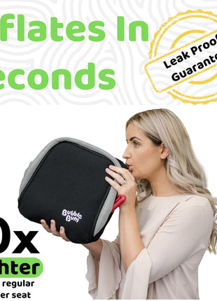 BubbleBum Inflatable Booster Car Seat ??Foldable, Lightweight, Backless Travel Booster Seat for Kids, Portable Carseat for Toddler, Fits 3 Across, Compact for Uber - Ages 4-11 Year Old, - Black