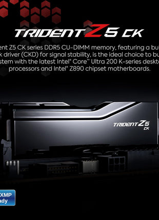 G.SKILL Trident Z5 CK Series DDR5 RAM (Intel XMP 3.0) 48GB (2x24GB) 8400MT/s CL40-52-52-134 1.40V Desktop Computer Memory CU-DIMM - Mirror Black (F5-8400C4052G24GX2-TZ5CK)