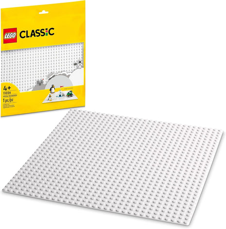 LEGO Classic White Baseplate, Square 32x32 Stud Foundation to Build, Play, and Display Brick Creations, Great for Snowy and Winter Landscapes, 11026
