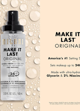 Milani Setting Spray + Primer, Make It Last Original Natural Finish | 3-In-1 Prime + Hydrate + Set. Up To 24 Hour Wear. Nourishing And Long-Wearing With A Natural Finish. Cruelty-Free