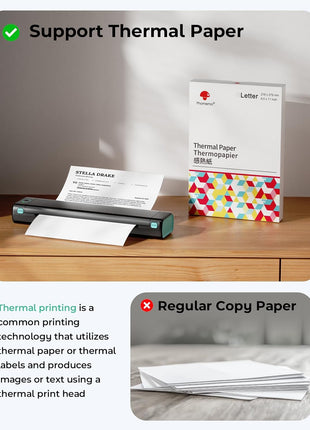 Phomemo Portable Printers Wireless for Travel - Bluetooth Thermal Printer Supports 8.5" X 11" Letter, Inkless Printer Compatible with Phone Laptop for Home Use Car School Office, Come with Carry Case