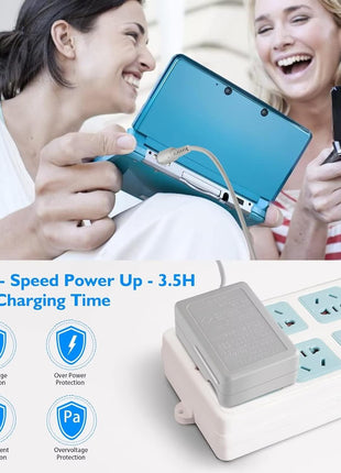 3DS Charger Kit Compatible with Nintendo 3DS/ New 3DS XL/DSi/DSi XL/2DS/ 2DS XL 100-240V Wall Plug Adapter with 4 Metal Retractable Stylus Pen for 3DS/3DS XL/3DS LL