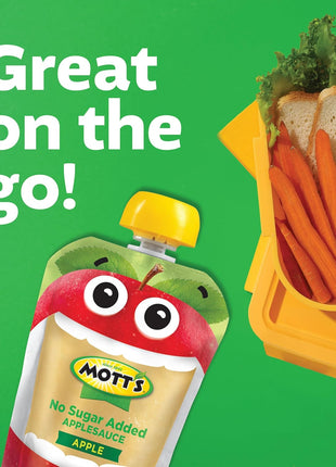 Mott's No Sugar Added Applesauce Variety Pack, 4 Flavors – Apple, Strawberry, Cinnamon & Blueberry, Made from Real Fruit, No Artificial Flavors, 3.2 Clear Pouches, 20 Pack