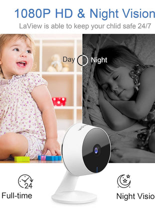 LaView Security Cameras 4pcs, Home Security Camera Indoor 1080P, Wi-Fi Cameras Wired for Pet, Motion Detection, Two-Way Audio, Night Vision, Phone App, Works with Alexa, iOS & Android & Web Access
