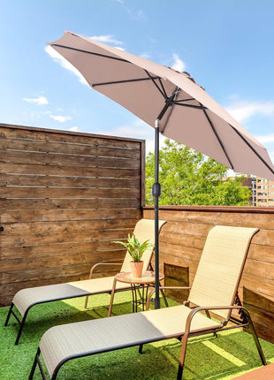 Backyard Expressions 9 ft. Patio Umbrella, Market Table Umbrella w/Tilt and Crank, 8 Ribs