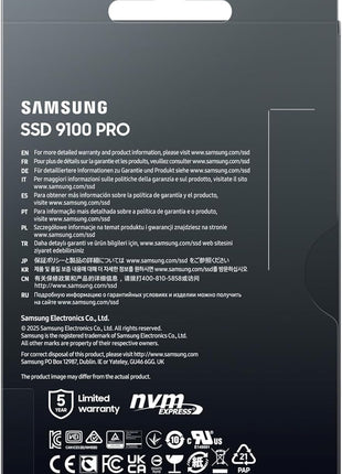 Samsung SSD 9100 PRO 4TB, PCIe 5.0x4 M.2 2280, Up to 14,800MB/s | NVMe Internal Solid State Hard Drive best for AI Computing, Gaming, and Heavy Duty Workstations (MZ VAP4T0B/AM)