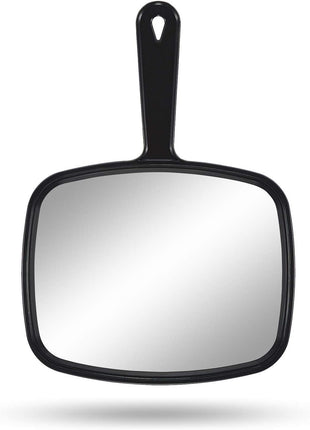 PROTECLE Hand Mirror, 10.3 inch L x 7.4 inch W Salon Barber Hairdressing Handheld Mirror with Handle, Square Black