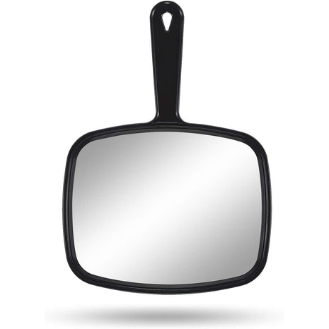 PROTECLE Hand Mirror, 10.3 inch L x 7.4 inch W Salon Barber Hairdressing Handheld Mirror with Handle, Square Black
