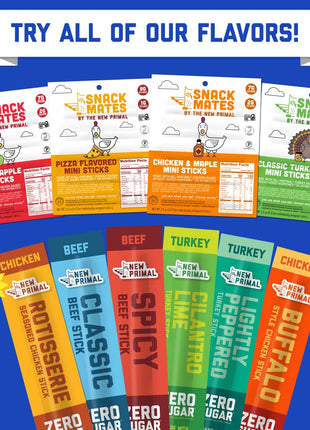New Primal Buffalo Chicken Sticks, Keto, Gluten Free Healthy Snacks, Sugar Free Low Carb High Protein, Jerky Meat Stick, 9g Protein, 20 Ct
