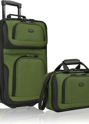 U.S. Traveler Lightweight Rolling 20 inch Carry On Luggage Softside Suitcase, Purple, 2 Wheel Single