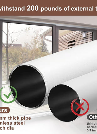 BeBecome Sliding Door Security Bar,17-50 inch Adjustable Patio Door Security bar with Rubber Tips Apartment Bedroom Bottom of Door Heavy Duty Interior White