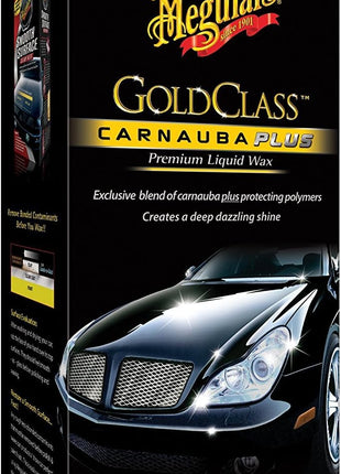 Meguiar's Gold Class Carnauba Plus Premium Liquid Wax Kit, Car Detailing Kit with a Pure Carnauba Wax Blend and a Foam Applicator Pad for Keeping Glossy Paint Protected Like a Pro, 16 Oz Bottle