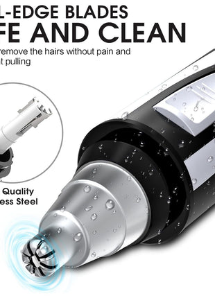 Ear and Nose Hair Trimmer Clipper - 2026 Professional Painless Eyebrow & Facial Hair Trimmer for Men Women,Battery-Operated Trimmer with IPX7 Waterproof,Dual Edge Blades for Easy Cleansing Black