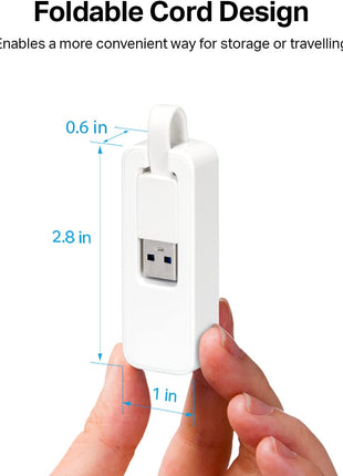 TP-Link USB to Ethernet Adapter, Foldable USB 3.0 to 10/100/1000 Gigabit Ethernet LAN Network Adapter, Support Windows 11/10/8.1/8/7/Vista/XP for Desktop Laptop Apple MacBook Linux (UE300)